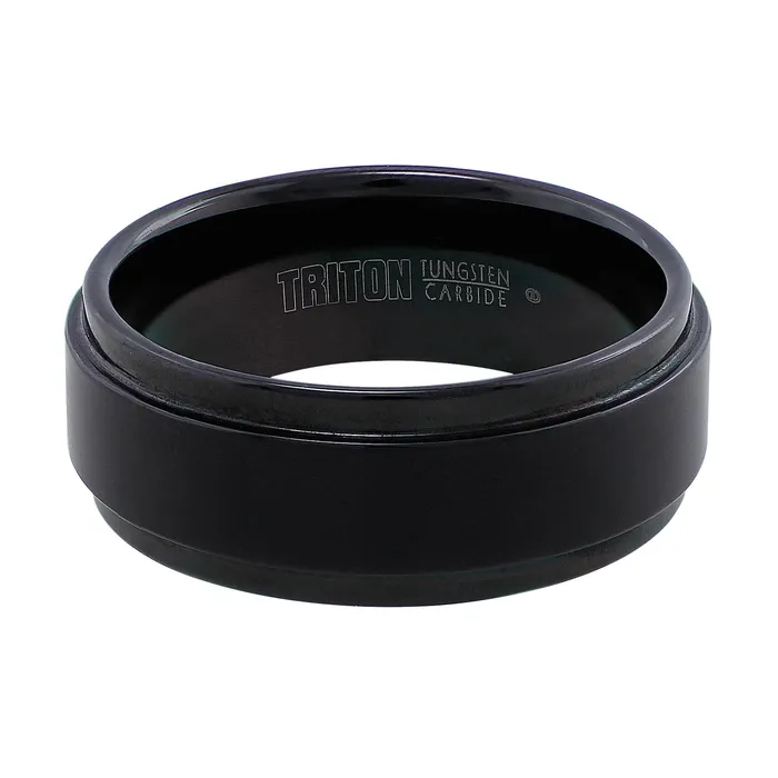 Triton Black Tungsten Carbide Band Rings