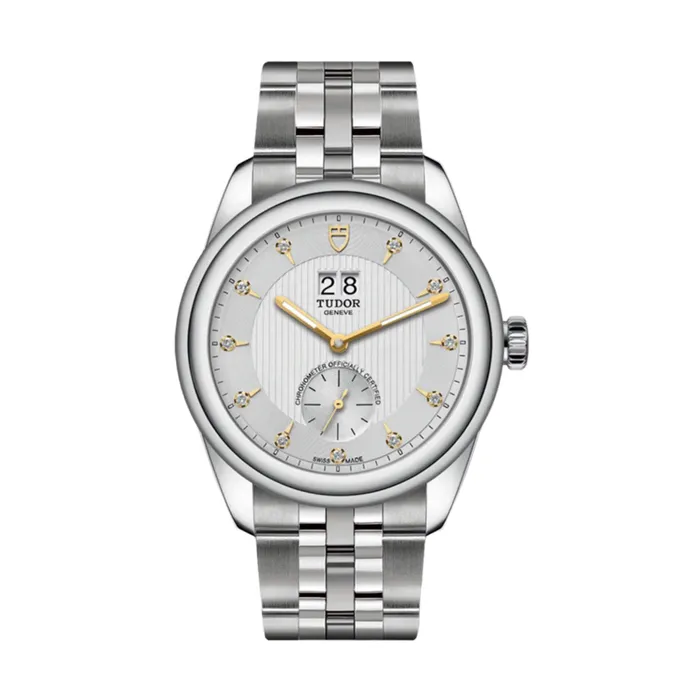 Tudor Glamour Double Date 42mm Watch Ref M571000005 Silver Diamond Index Dial Stainless Steel Bracelet Tudor Bracelets Tudor Glamour Double Date 42mm Watch Ref M571000005 Silver Diamond Index Dial Stainless Steel Bracelet Tudor Bracelets
