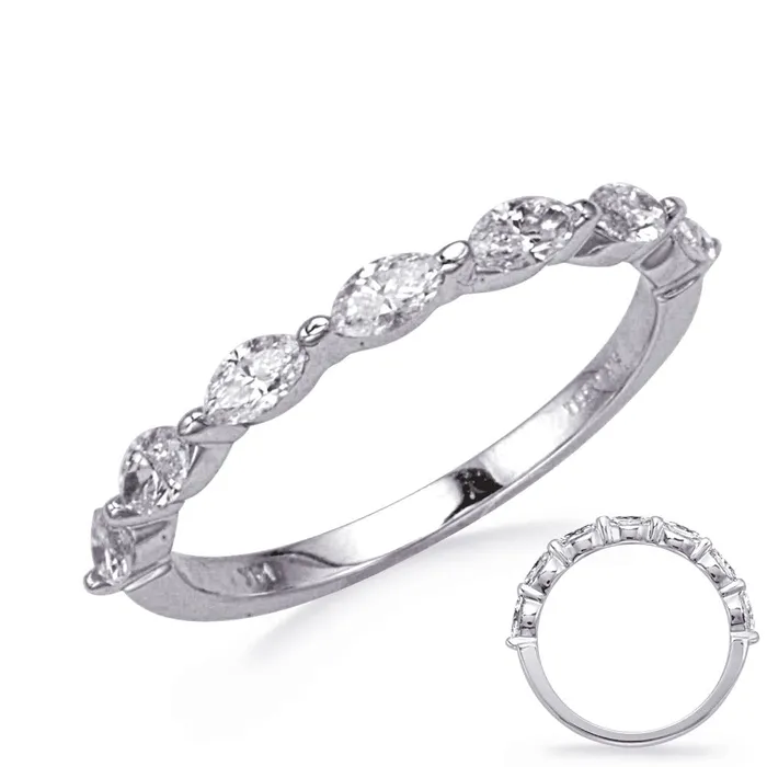 Wedding Bands Rings 14K White Gold East to West Marquise Diamond Band