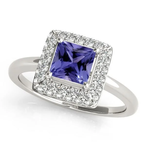 15 Ct Princess Cut Tanzanite With Natural Earth Mined Diamond Ring White Gold GB Rings 15 Ct Princess Cut Tanzanite With Natural Earth Mined Diamond Ring White Gold GB Rings