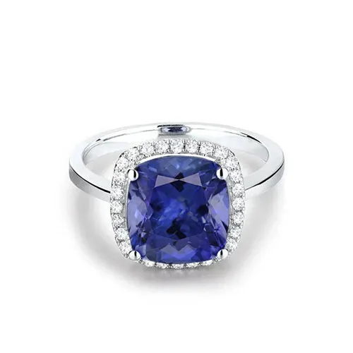 1525 Ct Cushion Tanzanite With Natural Earth Mined Diamonds Ring Gold 14K GB Rings 1525 Ct Cushion Tanzanite With Natural Earth Mined Diamonds Ring Gold 14K GB Rings