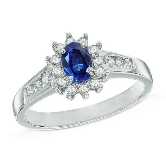 240 Ct Ceylon Sapphire And Natural Earth Mined Diamonds Ring White Gold 14K GB Rings 240 Ct Ceylon Sapphire And Natural Earth Mined Diamonds Ring White Gold 14K GB Rings