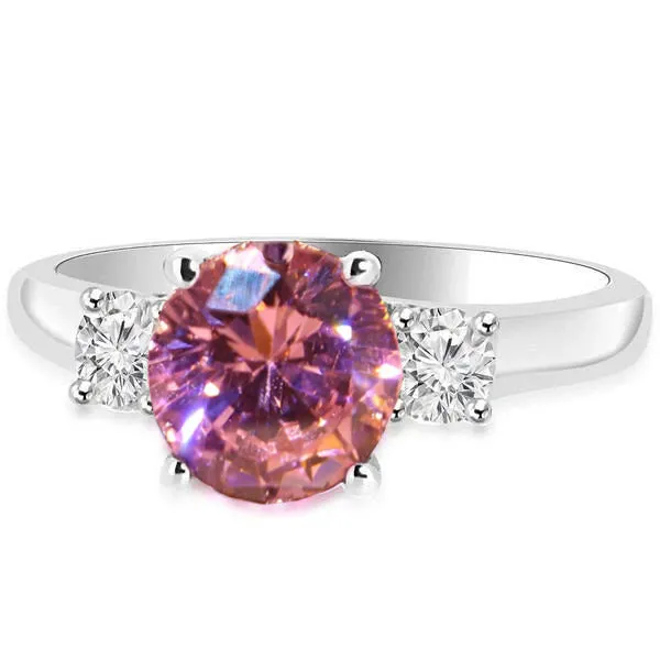 250 Carats Round Cut Pink Sapphire Three Stone Ring Gold White 14K GB Rings 250 Carats Round Cut Pink Sapphire Three Stone Ring Gold White 14K GB Rings