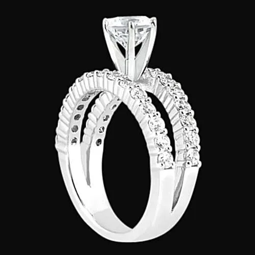 251 Carat Natural Earth Mined Diamonds Engagement Ring Double Shank White Gold GB Rings