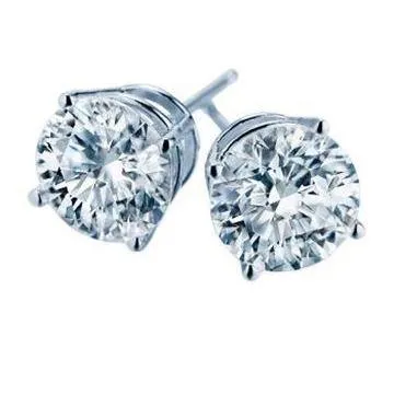 2 Carats Solitaire Round Cut Natural Earth Mined Diamond Stud Earrings White Gold 14K GB Earrings 2 Carats Solitaire Round Cut Natural Earth Mined Diamond Stud Earrings White Gold 14K GB Earrings