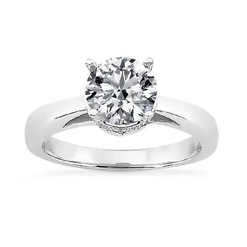 2 Ct Hidden Halo Round Brilliant Natural Earth Mined Diamond Solitaire Ring White Gold GB Rings 2 Ct Hidden Halo Round Brilliant Natural Earth Mined Diamond Solitaire Ring White Gold GB Rings