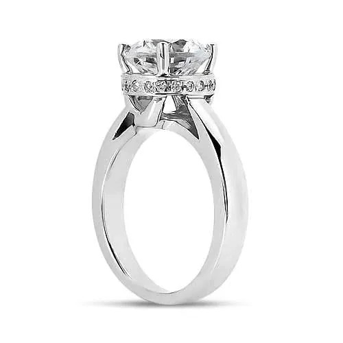 2 Ct Hidden Halo Round Brilliant Natural Earth Mined Diamond Solitaire Ring White Gold GB Rings