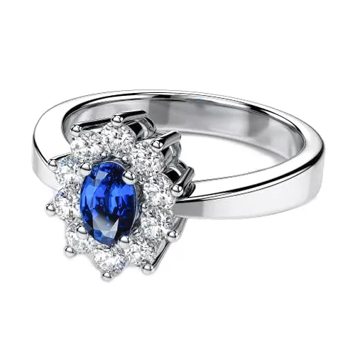 2 Ct Sri Lankan Sapphire And Natural Earth Mined Diamond Anniversary Ring White Gold 14K GB Rings 2 Ct Sri Lankan Sapphire And Natural Earth Mined Diamond Anniversary Ring White Gold 14K GB Rings