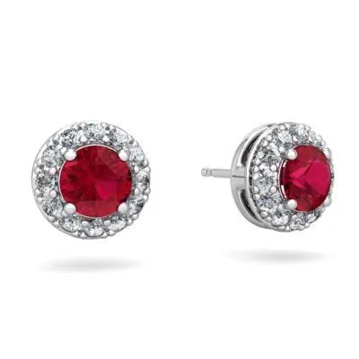 380 Carats Red Ruby And Natural Earth Mined Diamonds Ladies Studs Earrings 14K White GB Earrings 380 Carats Red Ruby And Natural Earth Mined Diamonds Ladies Studs Earrings 14K White GB Earrings