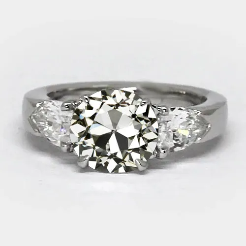 3 Stone Pear Round Old Mine Cut Natural Earth Mined Diamond Ring Prong Set 3 Carats HarryChadEntcom Rings 3 Stone Pear Round Old Mine Cut Natural Earth Mined Diamond Ring Prong Set 3 Carats HarryChadEntcom Rings