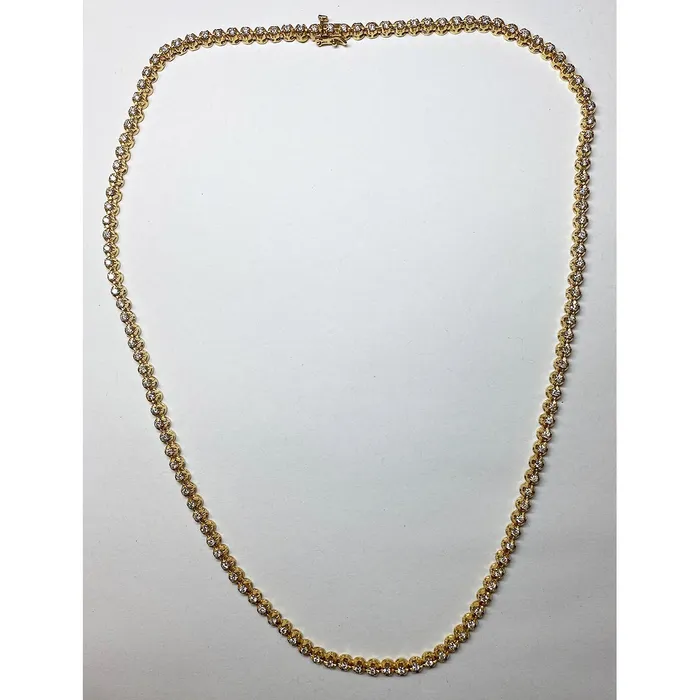 88 Ct Natural Earth Mined Diamond Mens Tennis Necklace 22 Inches Strand Yellow Gold 45 mm Wide GB Necklaces