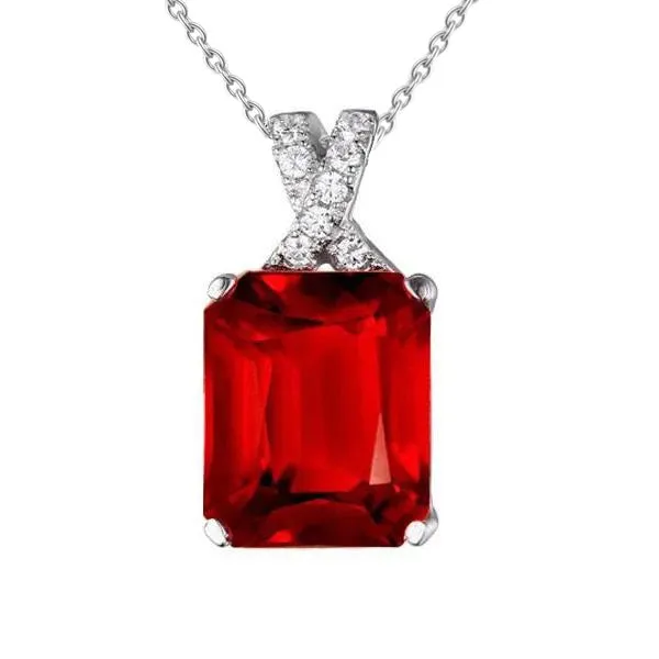 930 Carats Red Ruby And Natural Earth Mined Diamonds Pendant Necklace White Gold 14K GB Necklaces 930 Carats Red Ruby And Natural Earth Mined Diamonds Pendant Necklace White Gold 14K GB Necklaces