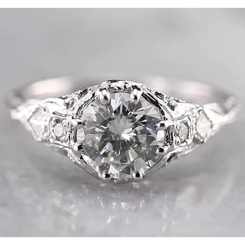 Antique Style Round Real Natural Earth Mined Diamond Ring 2 Carats White Gold 14K GB Rings Antique Style Round Real Natural Earth Mined Diamond Ring 2 Carats White Gold 14K GB Rings