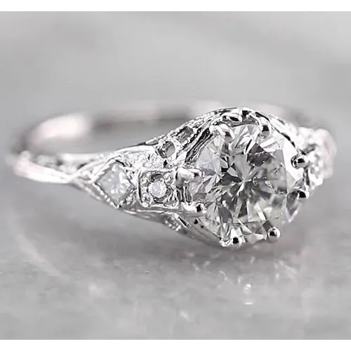 Antique Style Round Real Natural Earth Mined Diamond Ring 2 Carats White Gold 14K GB Rings Antique Style Round Real Natural Earth Mined Diamond Ring 2 Carats White Gold 14K GB Rings