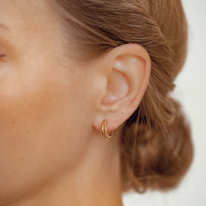 Beaded Double Hoop Earrings Sterling Silver Gold Hey Happiness Earrings Beaded Double Hoop Earrings Sterling Silver Gold Hey Happiness Earrings