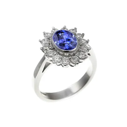 Bezel Set Tanzanite Oval Natural Earth Mined Diamond 330 Carats Ring White Gold GB Rings Bezel Set Tanzanite Oval Natural Earth Mined Diamond 330 Carats Ring White Gold GB Rings