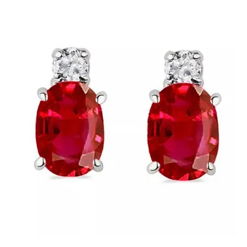Big Red Ruby And Natural Earth Mined Diamond Women Stud Earrings 11 Carat WG 14K GB Earrings Big Red Ruby And Natural Earth Mined Diamond Women Stud Earrings 11 Carat WG 14K GB Earrings