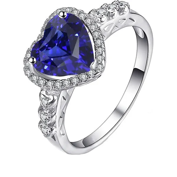 Blue Sapphire Halo Heart Cut Ring Round Natural Earth Mined Diamonds 350 Carats HarryChadEntcom Rings Blue Sapphire Halo Heart Cut Ring Round Natural Earth Mined Diamonds 350 Carats HarryChadEntcom Rings