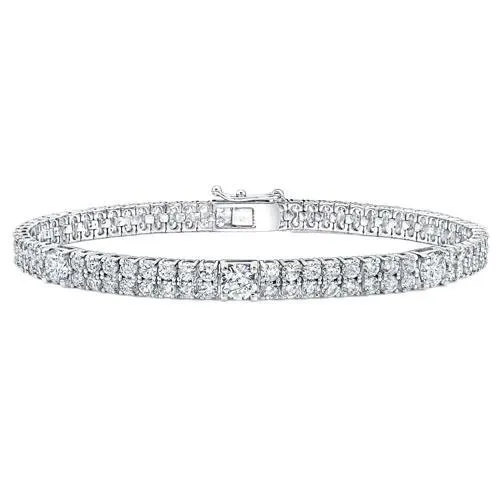 Bracelets Double Row Natural Earth Mined Diamonds Bracelet Prong Set Round Cut 10 Carats WG 14K GB Bracelets Double Row Natural Earth Mined Diamonds Bracelet Prong Set Round Cut 10 Carats WG 14K GB