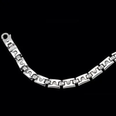 Bracelets GB 3 Carats Natural Earth Mined Diamond Mens Block Link Bracelet White Gold 14K Bracelets GB 3 Carats Natural Earth Mined Diamond Mens Block Link Bracelet White Gold 14K