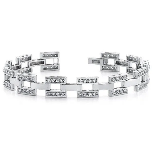 Bracelets GB 960 Ct Round Genuine Natural Earth Mined Diamond Mens Bracelet Solid White Gold Fine Men Jewelry