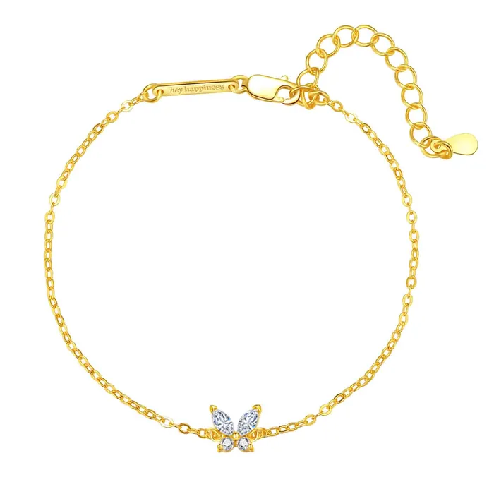 Bracelets Hey Happiness Gemstone Butterfly Charm Bracelet Sterling Silver