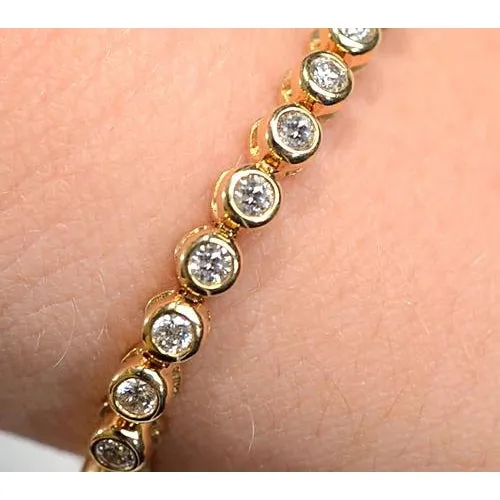 Bracelets Natural Earth Mined Diamond Tennis Bracelet Women Bezel Set 5 Carats Yellow Gold Jewelry GB Bracelets Natural Earth Mined Diamond Tennis Bracelet Women Bezel Set 5 Carats Yellow Gold Jewelry GB