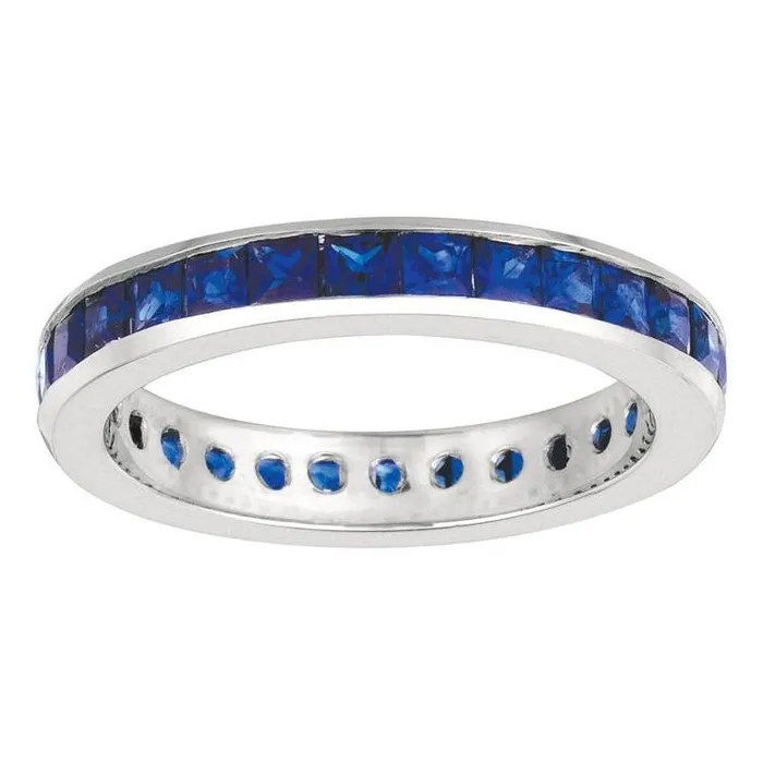Channel Setting 280 Carat Princess Sapphire Eternity Ring Band WG 14K GB Rings Channel Setting 280 Carat Princess Sapphire Eternity Ring Band WG 14K GB Rings