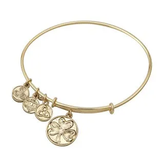 Charm Necklaces Solvar Solvar Gold Tone Shamrock Charm Bangle