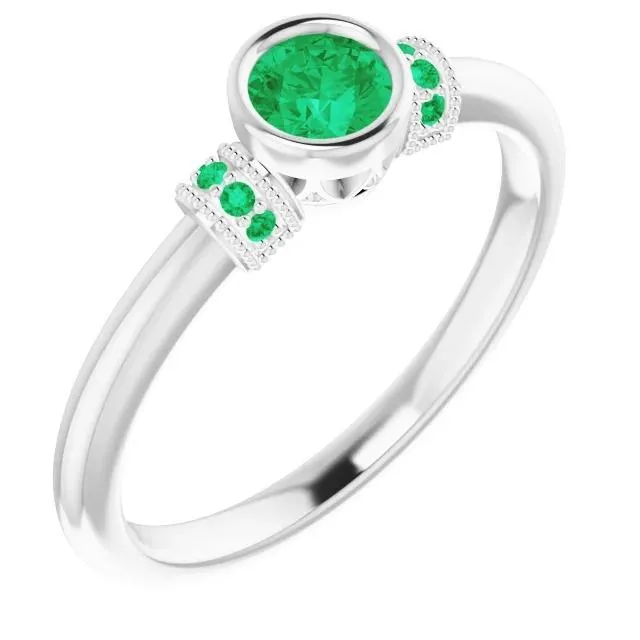 Columbian Green Emerald Ring Antique Style 1 Carat Jewelry Gemstone GB Rings Columbian Green Emerald Ring Antique Style 1 Carat Jewelry Gemstone GB Rings