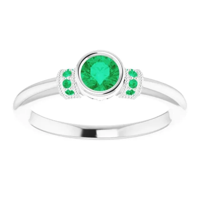 Columbian Green Emerald Ring Antique Style 1 Carat Jewelry Gemstone GB Rings Columbian Green Emerald Ring Antique Style 1 Carat Jewelry Gemstone GB Rings