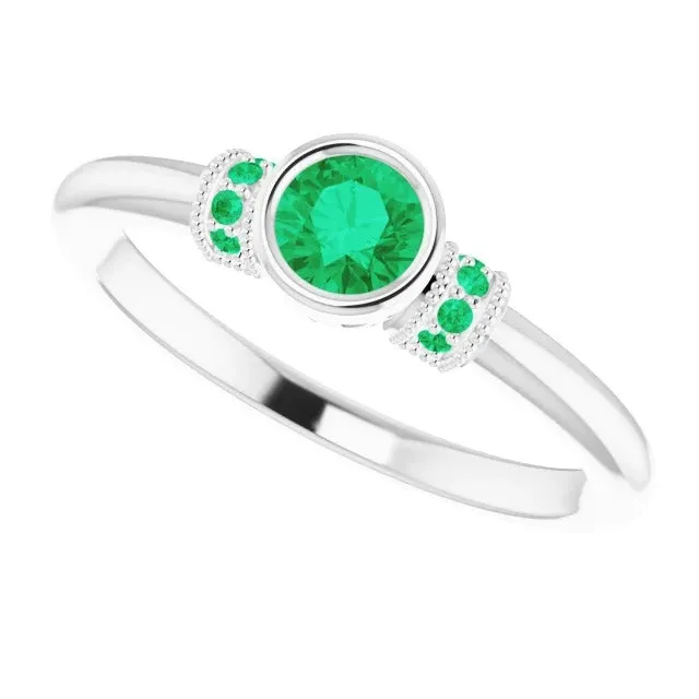 Columbian Green Emerald Ring Antique Style 1 Carat Jewelry Gemstone GB Rings Columbian Green Emerald Ring Antique Style 1 Carat Jewelry Gemstone GB Rings