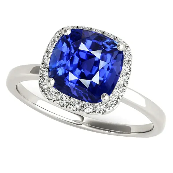 Cushion Cut Ceylon Sapphire Halo Ring HarryChadEntcom Rings