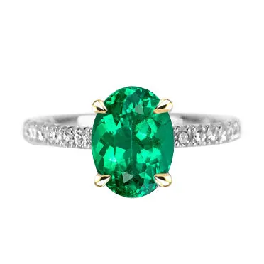 Dainty Oval Green Emerald Ring With Diamond Accents HarryChadEntcom Rings