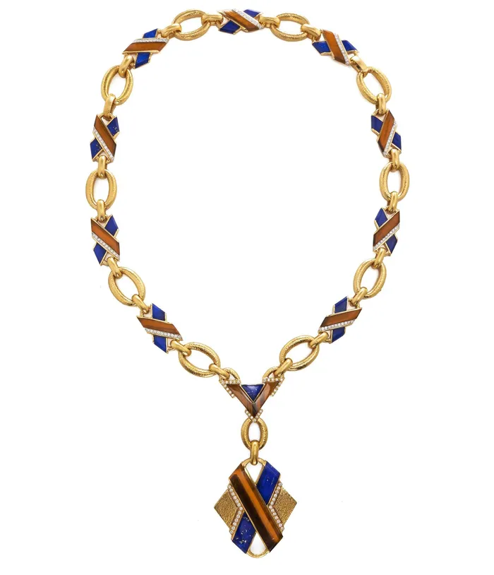 David Webb Necklaces X Necklace Lapis Lazuli Tigers Eye