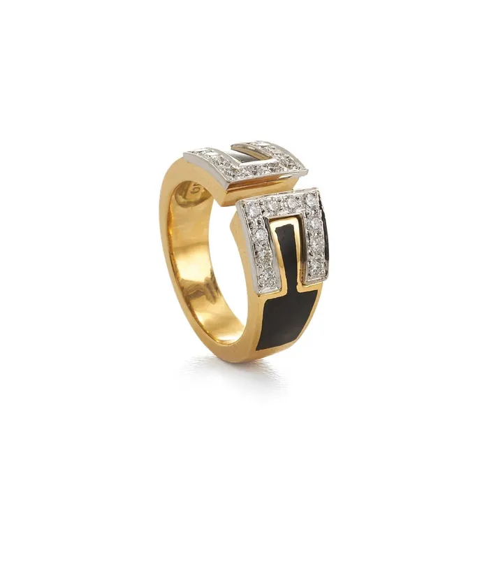 David Webb Workshop Rings Gap Ring Black Enamel