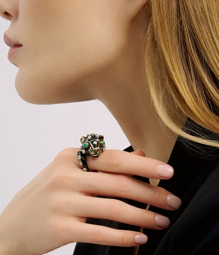 David Webb Workshop Rings Studded Leopard Ring
