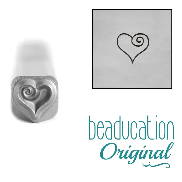DS 14 Necklaces Heart with Spiral Metal Design Stamp 45mm Beaducation Original