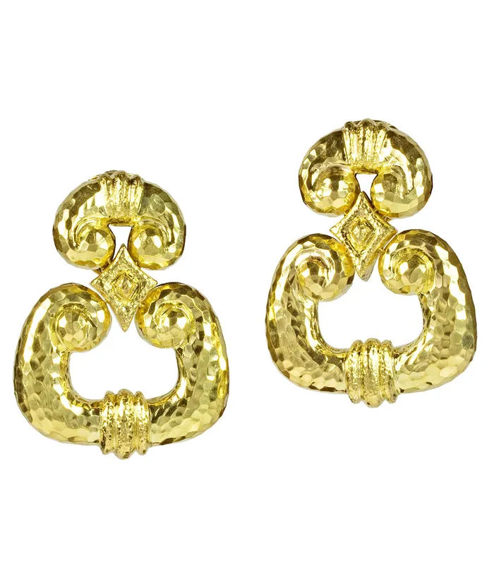 Earrings David Webb Scroll Door Knocker Earrings
