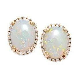 Earrings GB 1648 Ct Oval Shape Opal With Natural Earth Mined Diamonds Studs Earrings Yellow Gold Earrings GB 1648 Ct Oval Shape Opal With Natural Earth Mined Diamonds Studs Earrings Yellow Gold