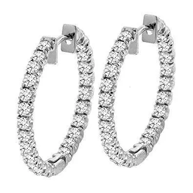 Earrings GB 5 Carat White Gold Natural Earth Mined Diamond Hoop Earrings Earrings GB 5 Carat White Gold Natural Earth Mined Diamond Hoop Earrings