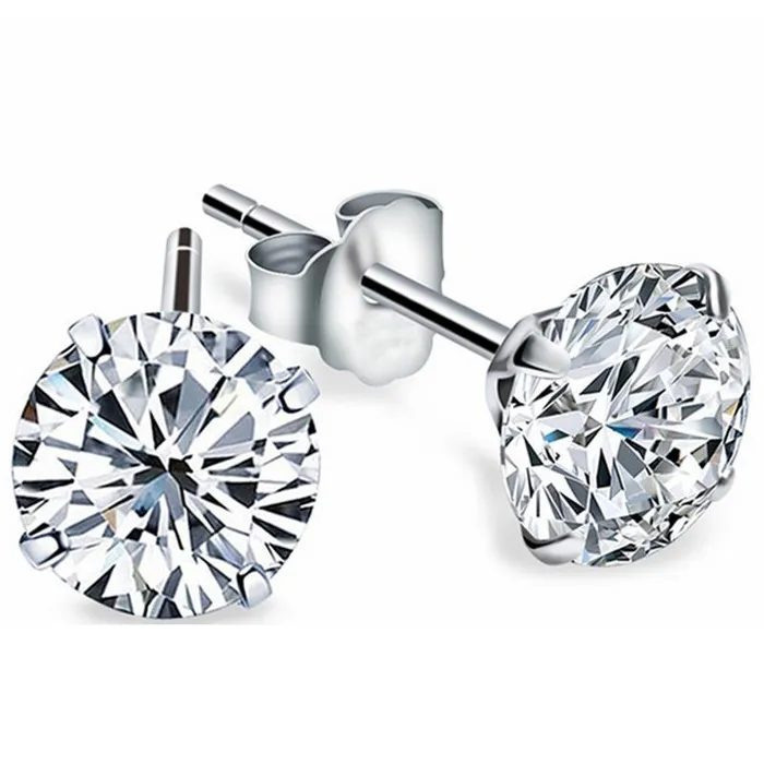 Earrings GB Ladies Round Natural Earth Mined Diamond Stud Earring Solid White Gold Jewelry 45 Carats Earrings GB Ladies Round Natural Earth Mined Diamond Stud Earring Solid White Gold Jewelry 45 Carats