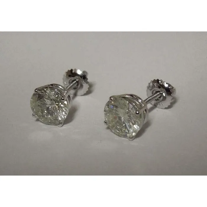 Earrings GB Natural Earth Mined Diamonds Stud Earrings 4 Carats White Gold New Earrings GB Natural Earth Mined Diamonds Stud Earrings 4 Carats White Gold New