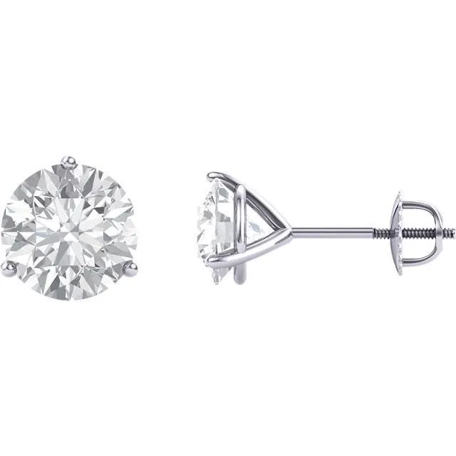Earrings GB Prong Setting Round Genuine Natural Earth Mined Diamond Stud Earring White Gold 14K 2 Carats Earrings GB Prong Setting Round Genuine Natural Earth Mined Diamond Stud Earring White Gold 14K 2 Carats