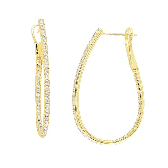 Earrings GB Round Cut Small 280 Carats Natural Earth Mined Diamonds Hoop Earrings Gold Yellow 14K Earrings GB Round Cut Small 280 Carats Natural Earth Mined Diamonds Hoop Earrings Gold Yellow 14K
