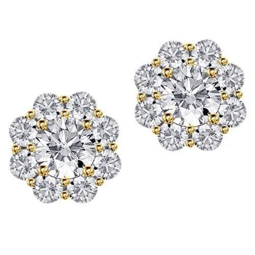 Earrings GB Round Natural Earth Mined Diamond Halo Stud Earrings Pave 450 Ct Yellow Gold14K Earrings GB Round Natural Earth Mined Diamond Halo Stud Earrings Pave 450 Ct Yellow Gold14K