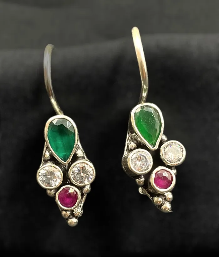 Earrings Gemstone The Paras Silver Gemstone Earrings RedGreen