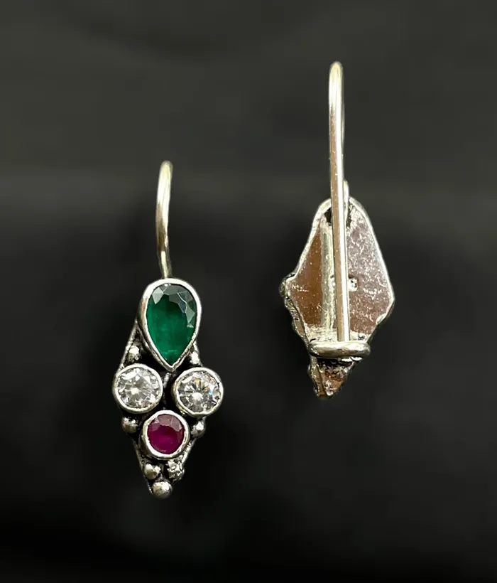 Earrings Gemstone The Paras Silver Gemstone Earrings RedGreen