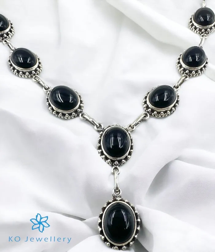 Earrings Gemstone The Silver Gemstone Necklace Earrings Black