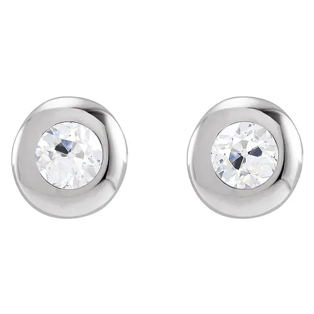 Earrings HarryChadEntcom 3 Carats Round Old Cut Bezel Setting Earth Mined Diamond Stud Earrings White Gold Earrings HarryChadEntcom 3 Carats Round Old Cut Bezel Setting Earth Mined Diamond Stud Earrings White Gold